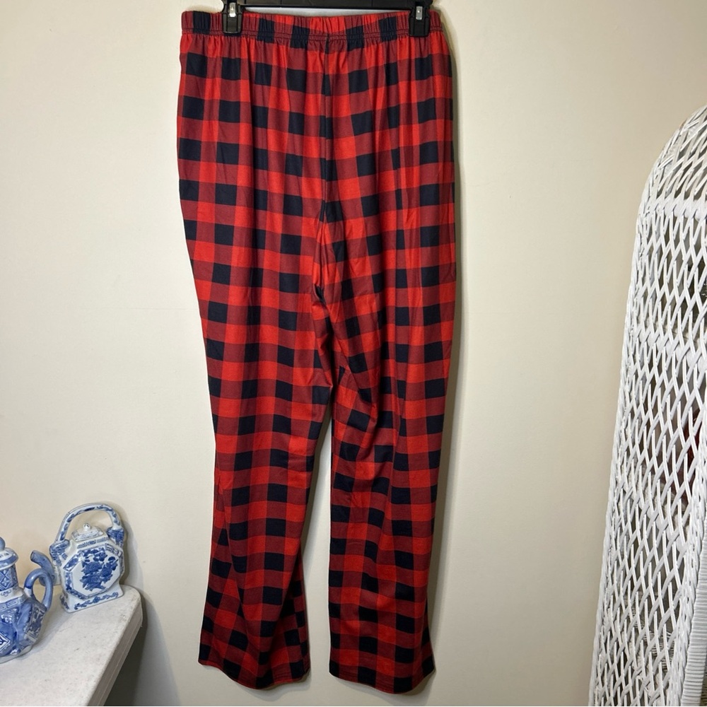 Holiday Pajamas Men’s XL Buffalo Red Black Check Pant Merry Christmas Text Shirt - Picture 3 of 11